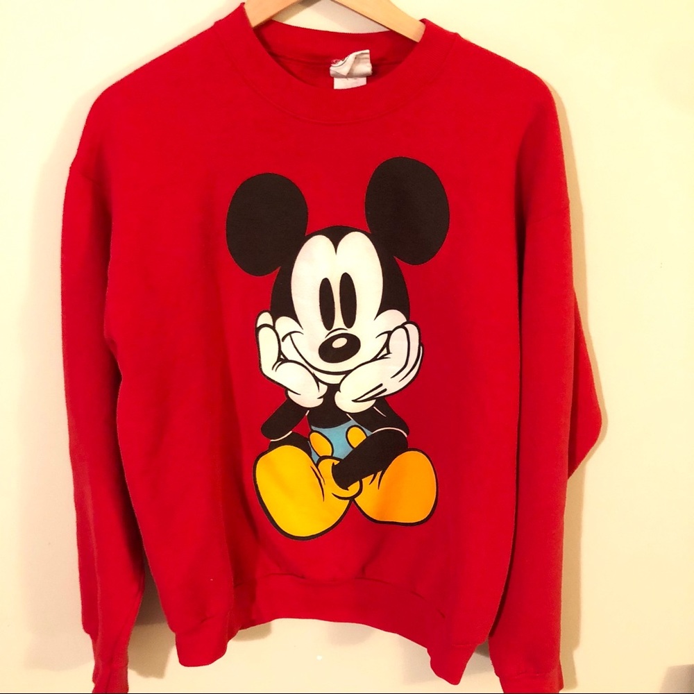 Red Vintage Mickey Mouse Crewneck Sweatshirt
